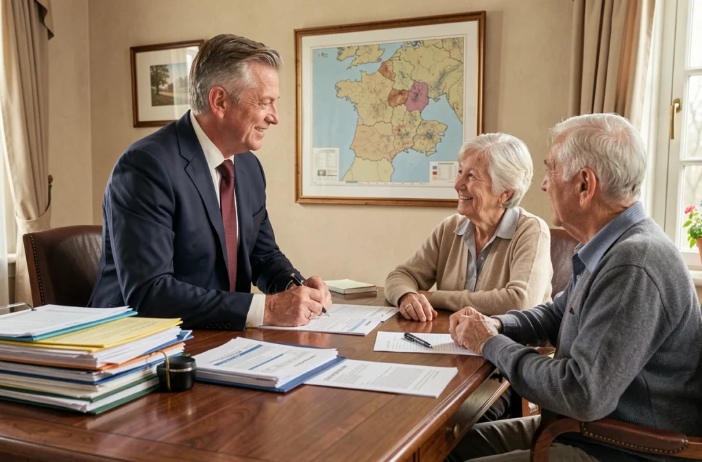 Conseiller d'Anathis Patrimoine accompagnant un couple de retraités dans leur planification fiscale dans les Pays de la Loire